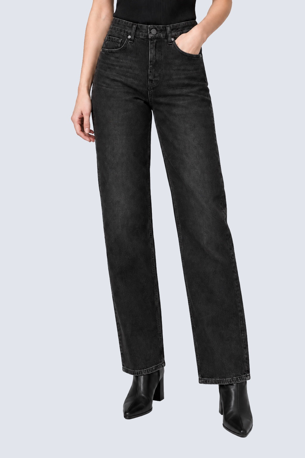 Anita Straight Fit Jeans aus Baumwoll‑Elasthan mit Black‑Denim‑Waschung in black, Ansicht 2