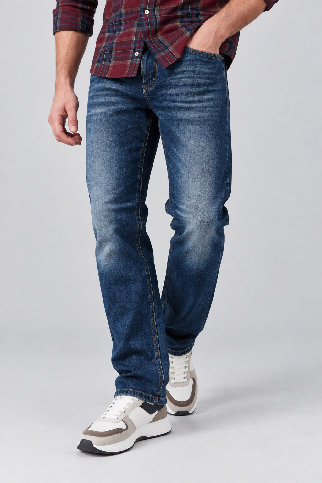 Bruce Regular Fit Jeans aus Baumwolle in Seablue-Waschung in seablue, Ansicht 3