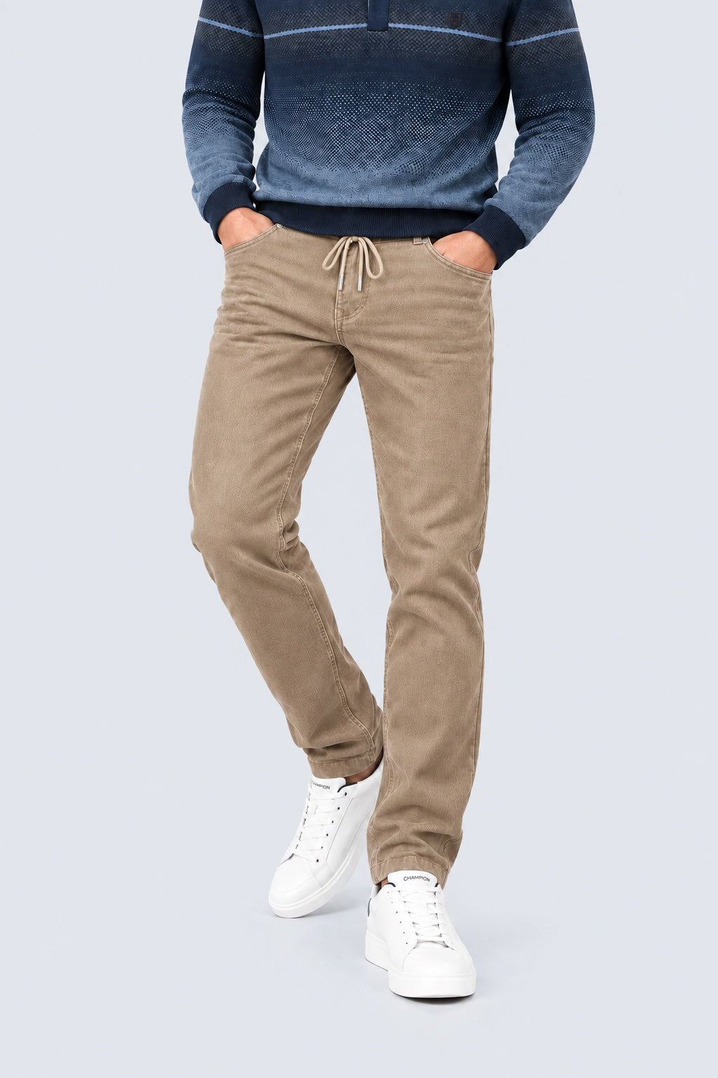 Jog Corduroy Chais Relaxed Fit aus Baumwoll‑Elasthan mit Tunnelzug in cappuccino, Ansicht 3