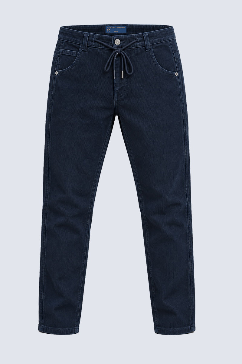Jog Corduroy Chais Relaxed Fit aus Baumwoll‑Elasthan mit Tunnelzug in navy