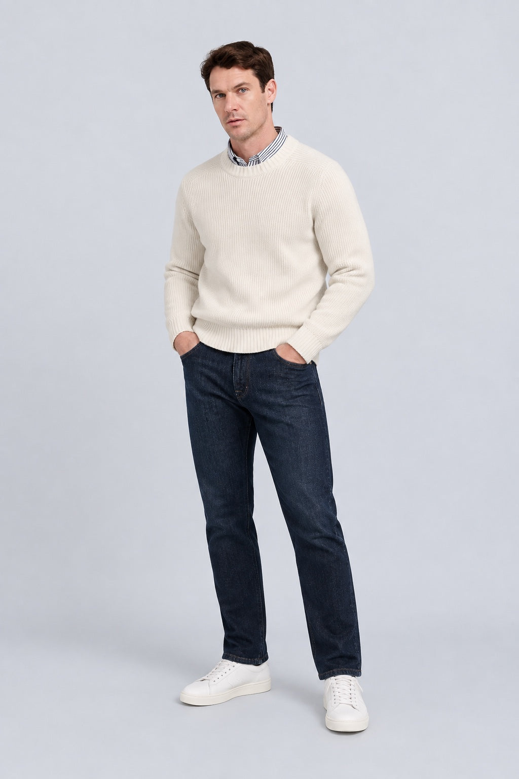 Dean Regular Slim Jeans aus Baumwoll‑Elasthan‑Mix in dark indigo, Ansicht 2
