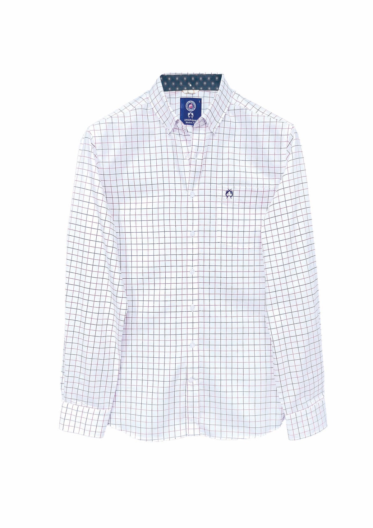 Button-Down-Hemd aus Baumwolle mit Streifenmuster und Kontrastdetails in white check 1