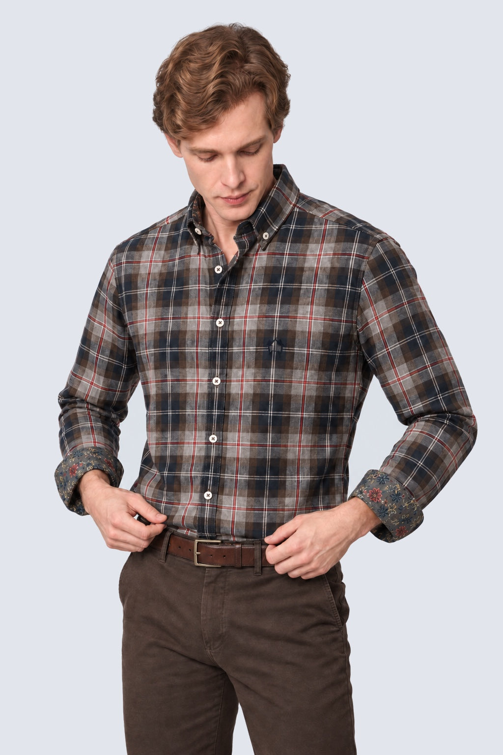 Karohemd aus Baumwolle mit Button‑down‑Kragen und Kontrastdetails, Modern Fit in navy check 4, Ansicht 2