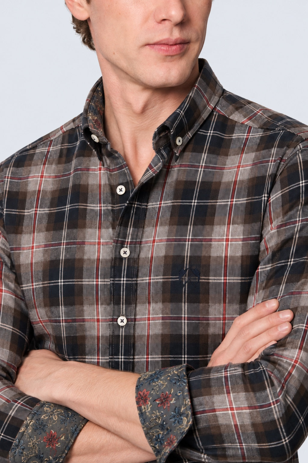 Karohemd aus Baumwolle mit Button‑down‑Kragen und Kontrastdetails, Modern Fit in navy check 4, Ansicht 3
