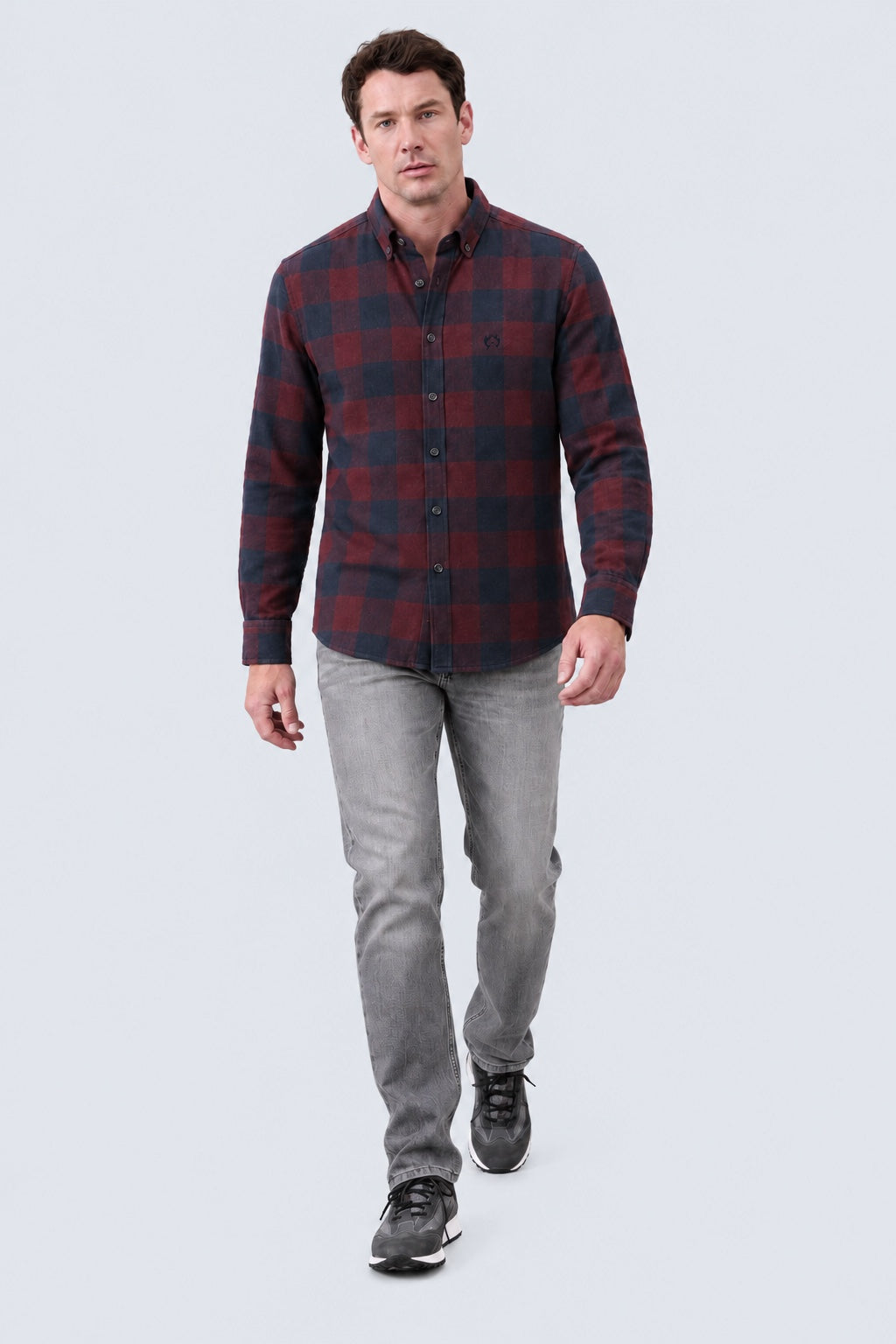 Karohemd aus Baumwolle im Buffalo‑Check mit Button‑down‑Kragen, Regular Fit in navy check 6
