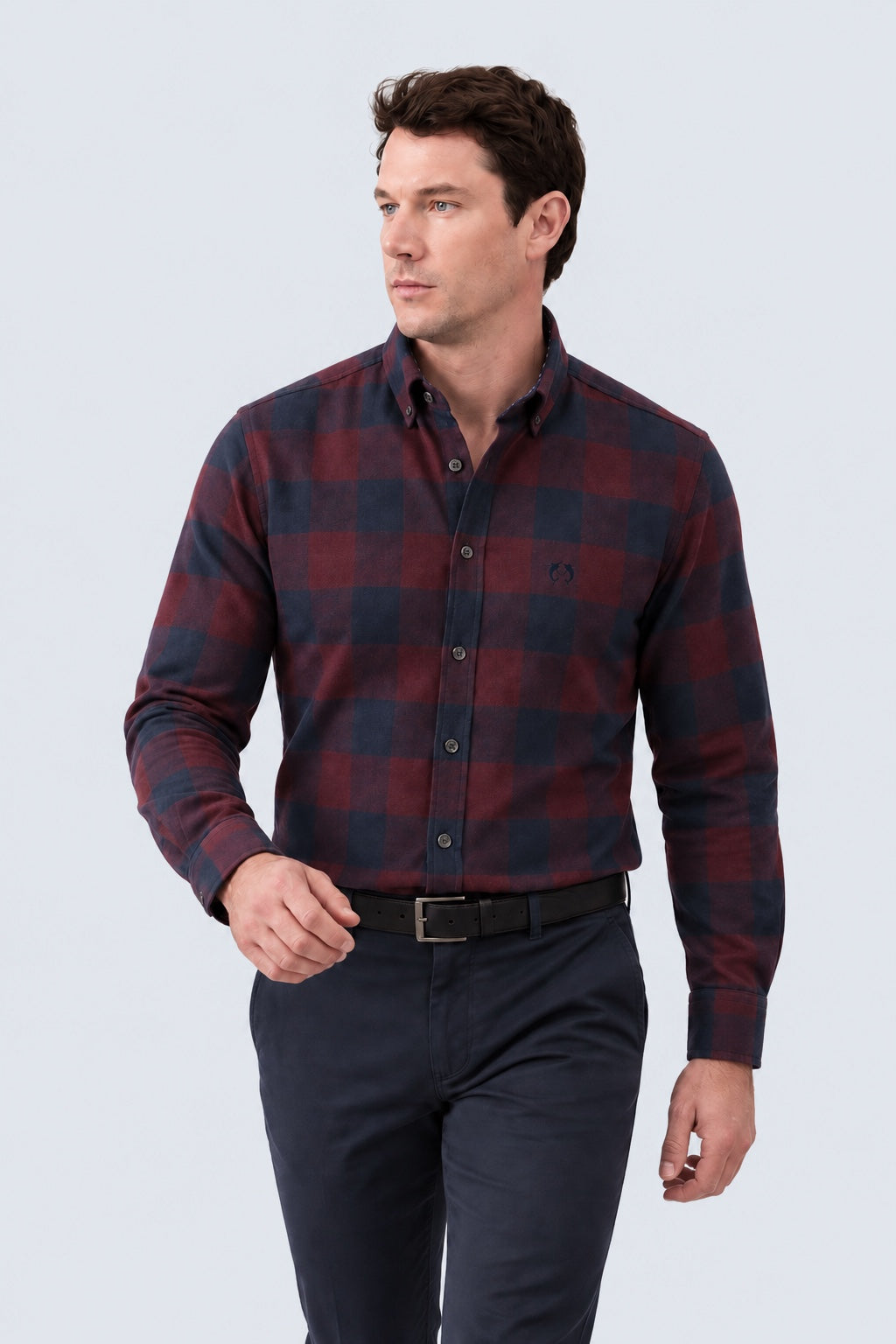 Karohemd aus Baumwolle im Buffalo‑Check mit Button‑down‑Kragen, Modern Fit in navy check 6, Ansicht 2