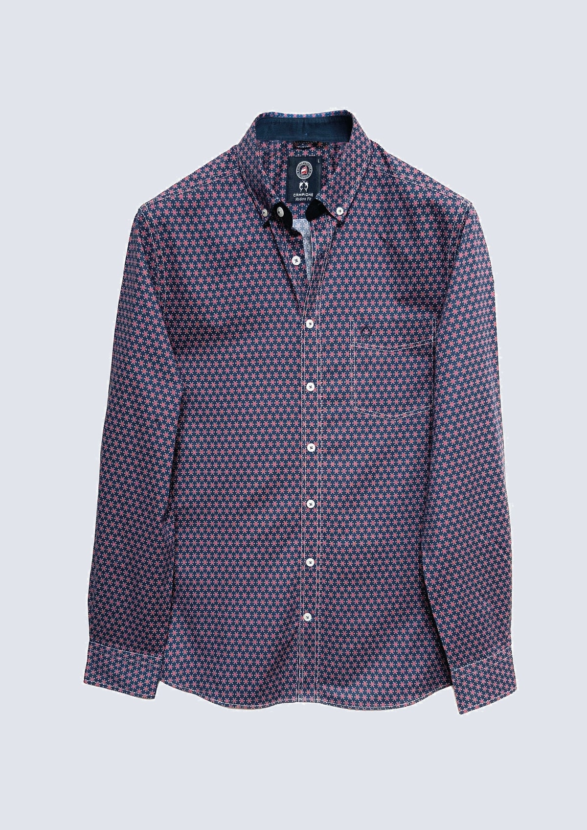 Button‑Down‑Hemd aus Baumwolle mit Mikro‑Allover‑Print – 85492