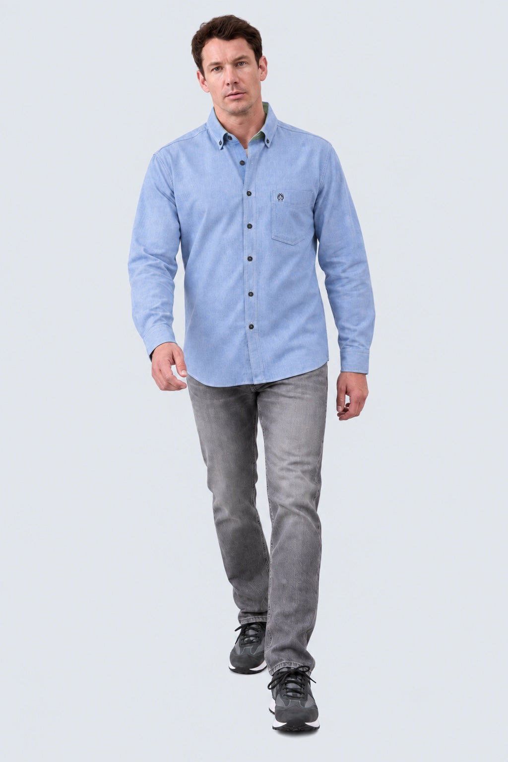 Button-Down-Hemd aus Oxford-Baumwolle mit Brusttasche in navy oxford