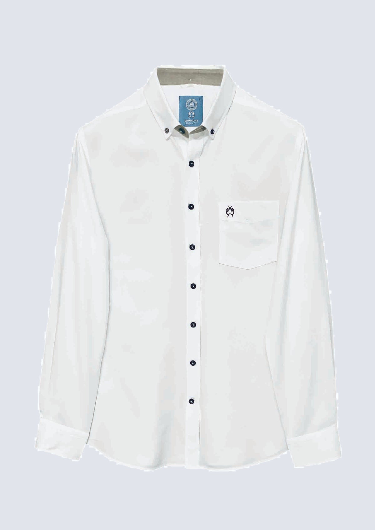 Button‑Down‑Hemd aus Baumwolle in Denim‑Optik in white oxford