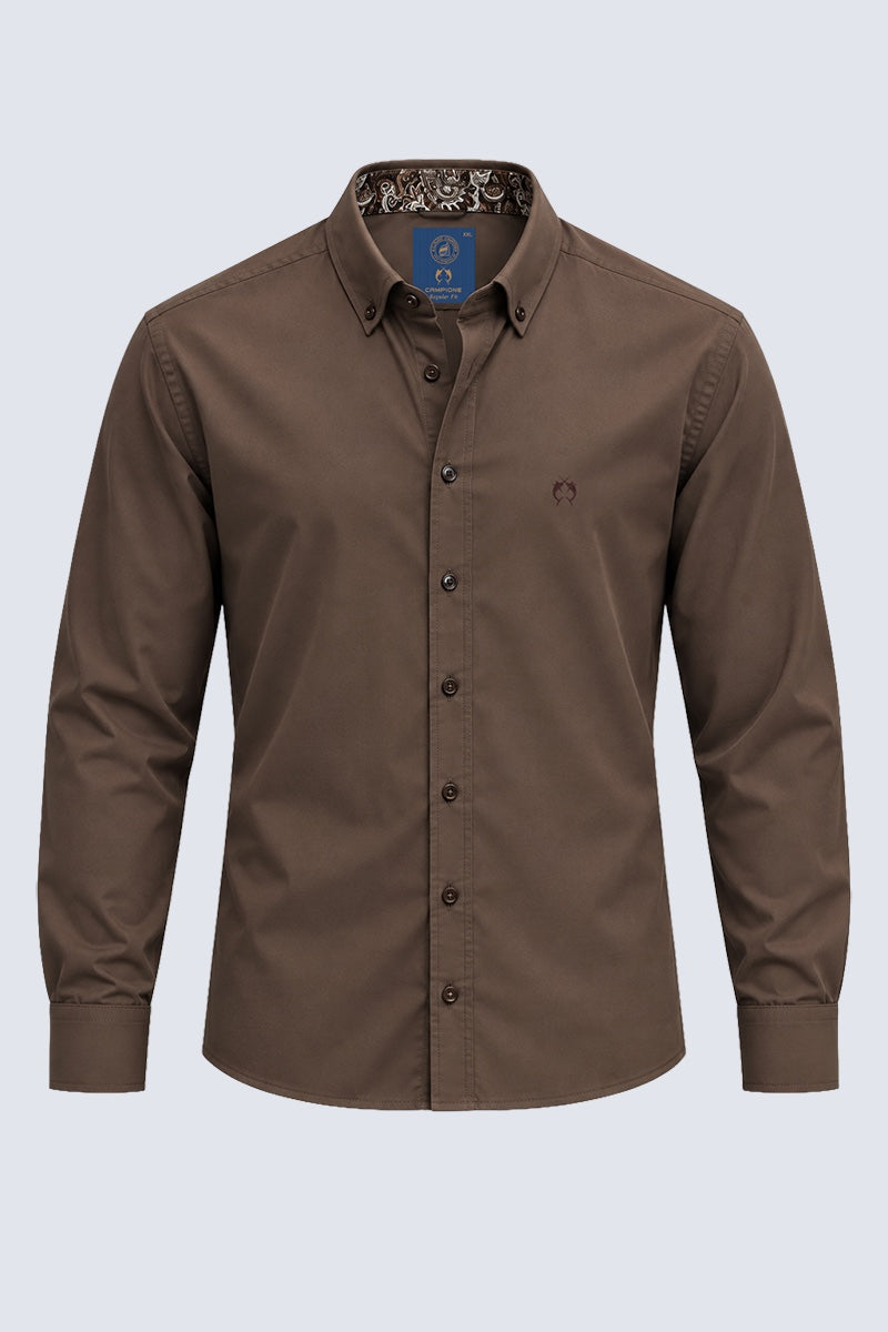 Button‑Down‑Hemd aus Baumwoll‑Stretch‑Mix in cacao