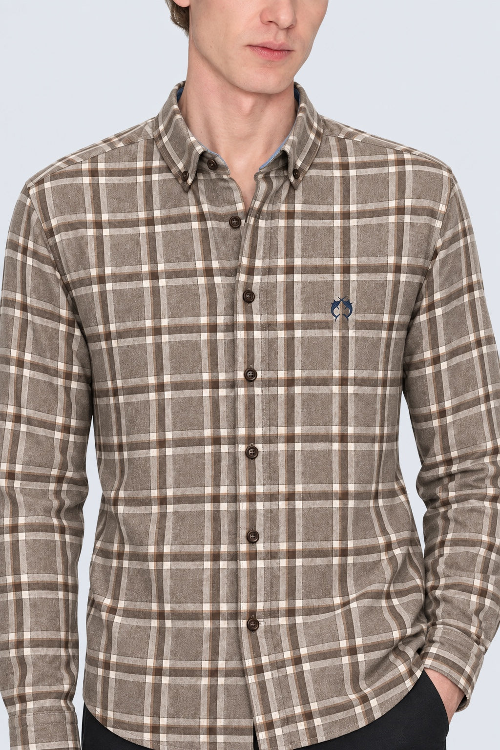 Flanellhemd im Karo-Design mit Button-down-Kragen, Modern Fit in camel check 1, Ansicht 3