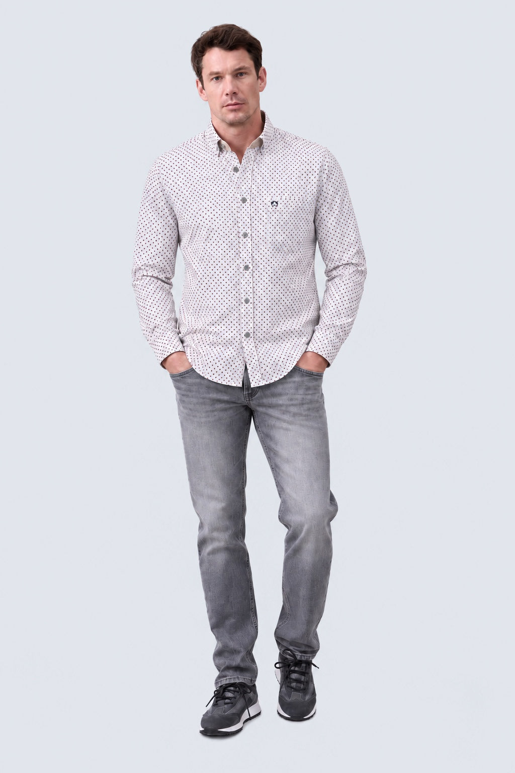 Button‑Down‑Hemd aus Baumwolle mit Mikro‑Print in flannel print 2