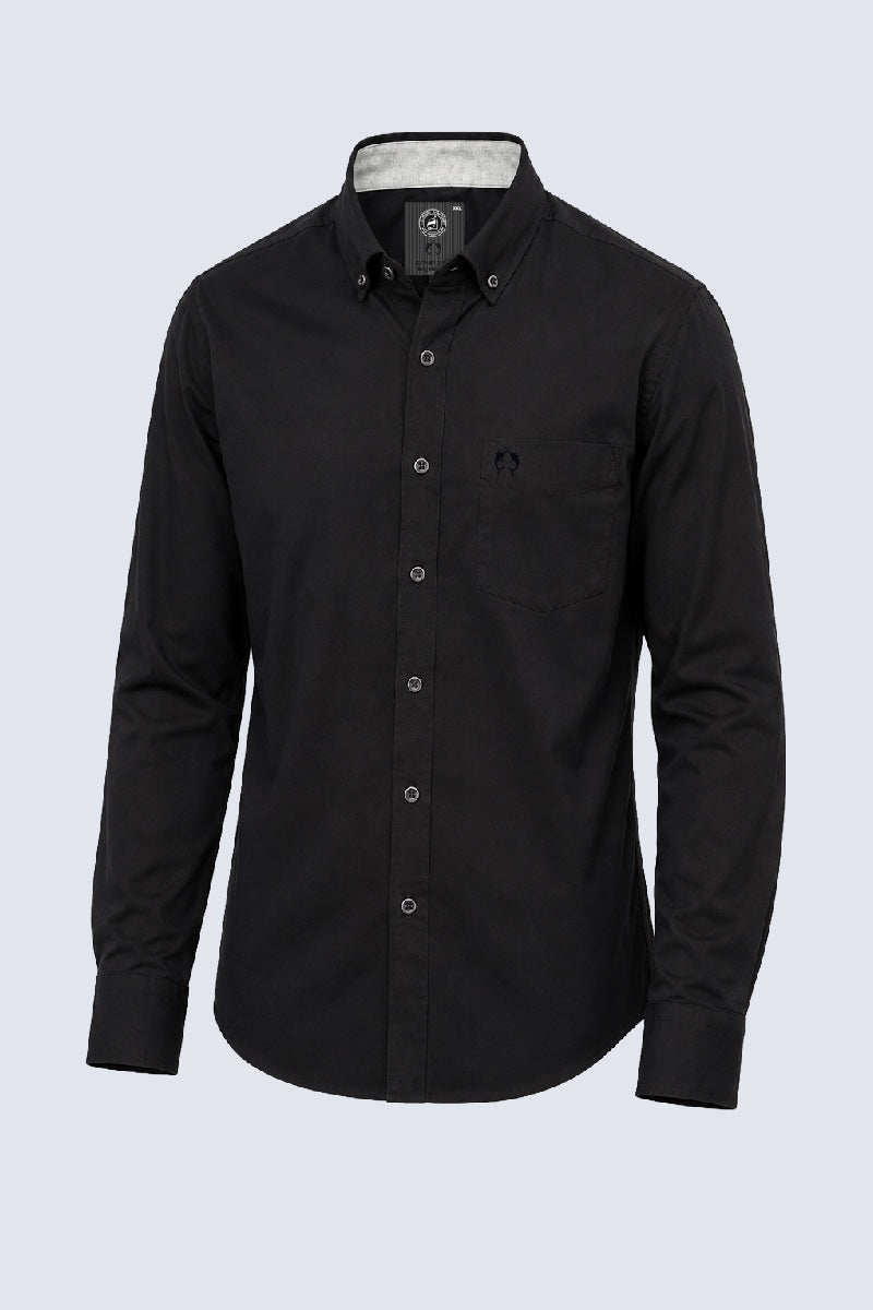 Button‑Down‑Hemd aus Baumwoll‑Stretch‑Mix in Schwarz in black, Ansicht 2