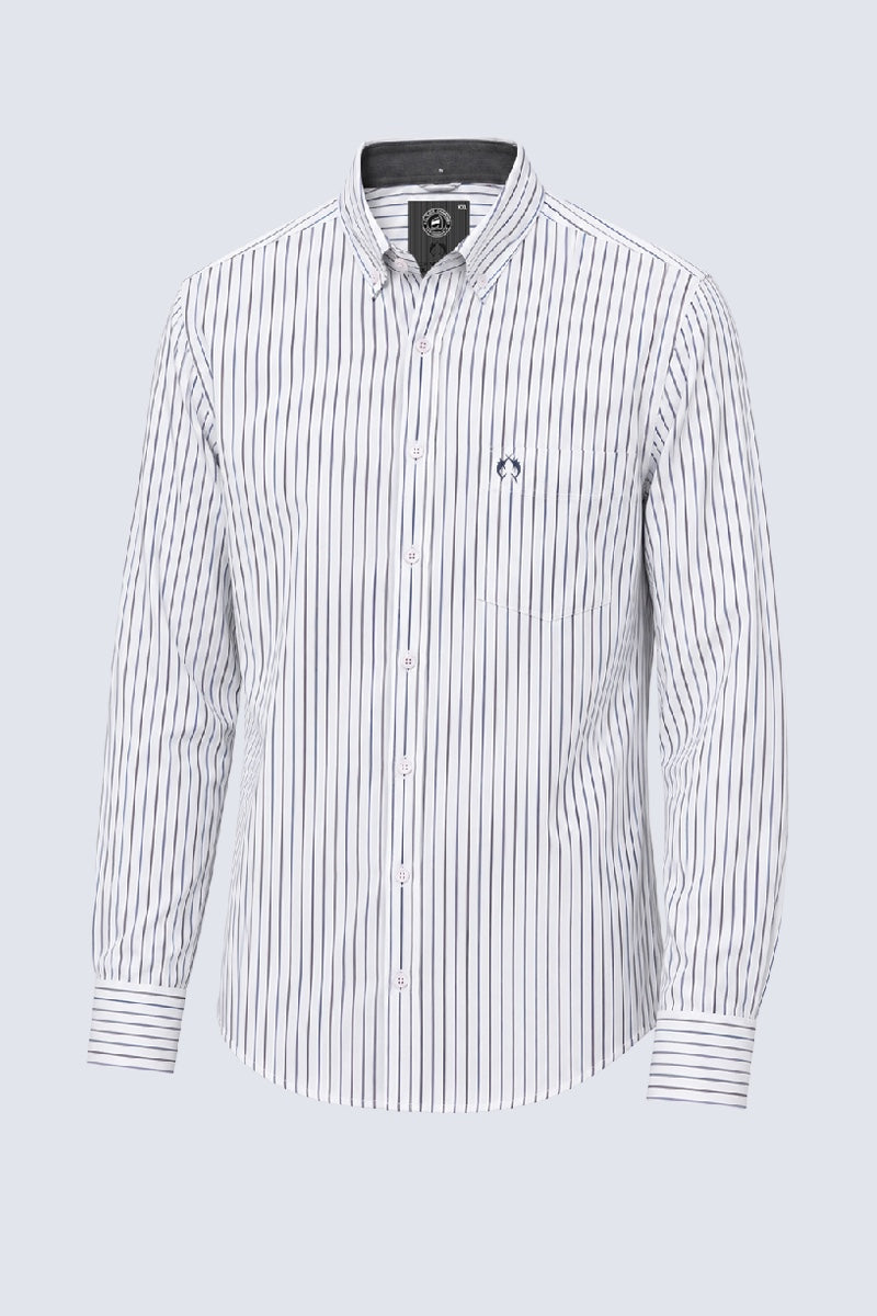 Button‑Down‑Hemd aus Baumwolle mit Streifenmuster in black stripe 3, Ansicht 2