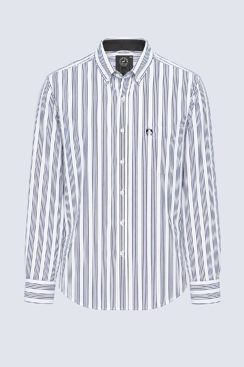 Button‑Down‑Hemd aus Baumwolle mit Streifenmuster in black stripe 4, Ansicht 2