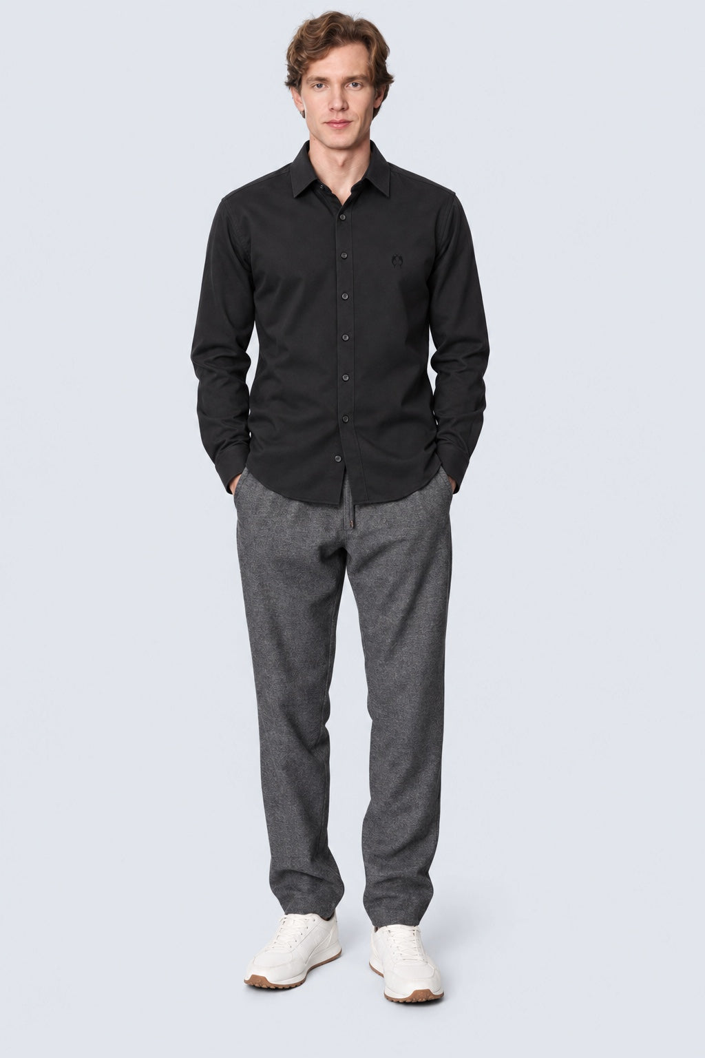 Performance‑Hemd mit Under Button‑Down Kragen in black