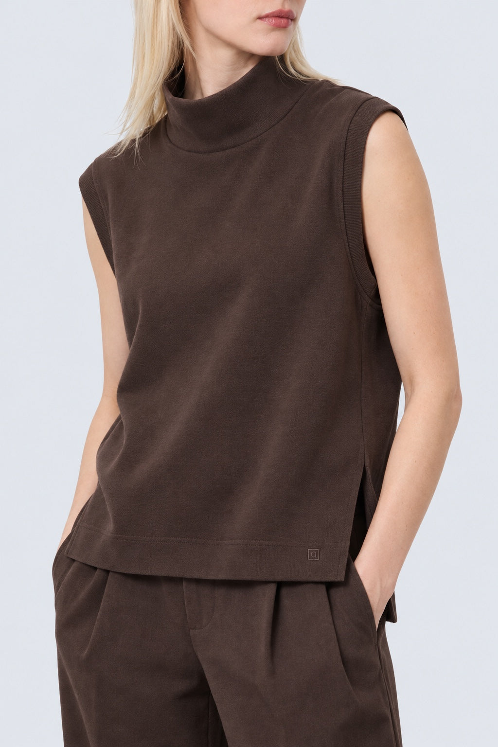 Pullunder aus Baumwoll‑Mix mit Stehkragen in brown, Ansicht 3