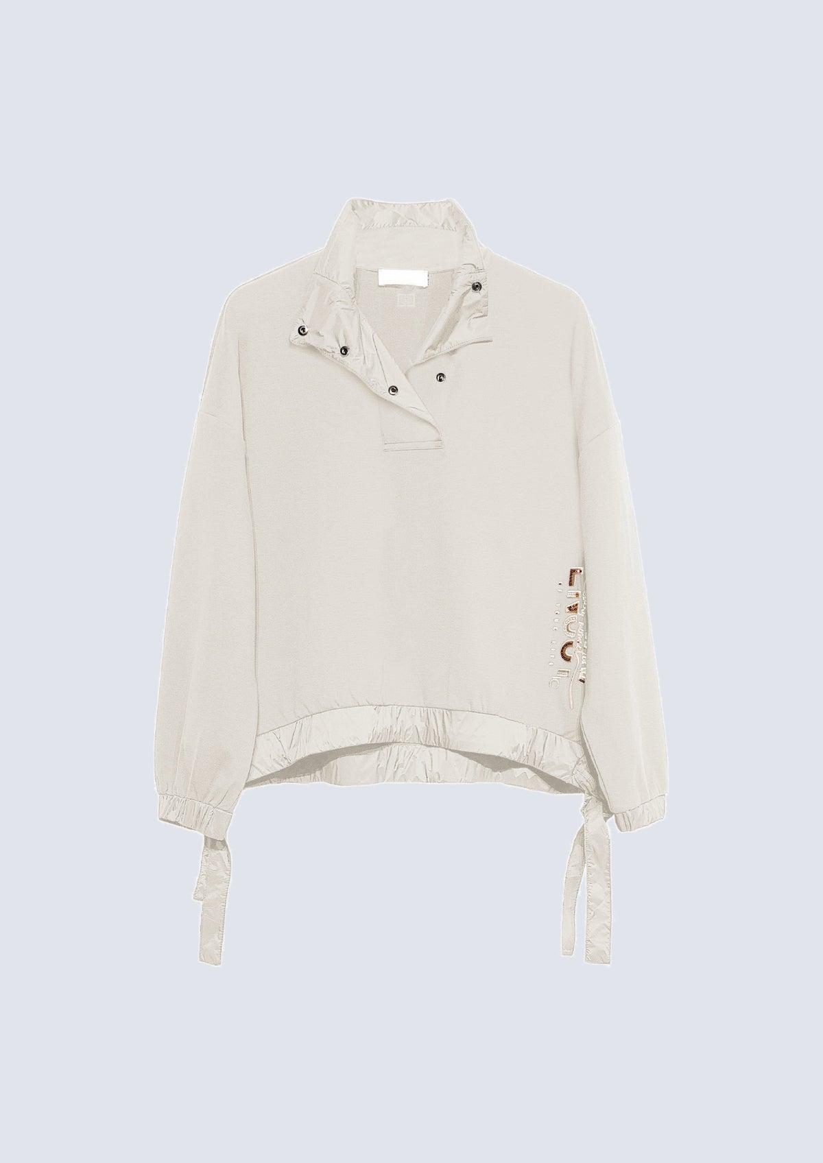 Sweatshirt aus Baumwoll‑Mix mit Stehkragen und Kontrastdetai – 40400