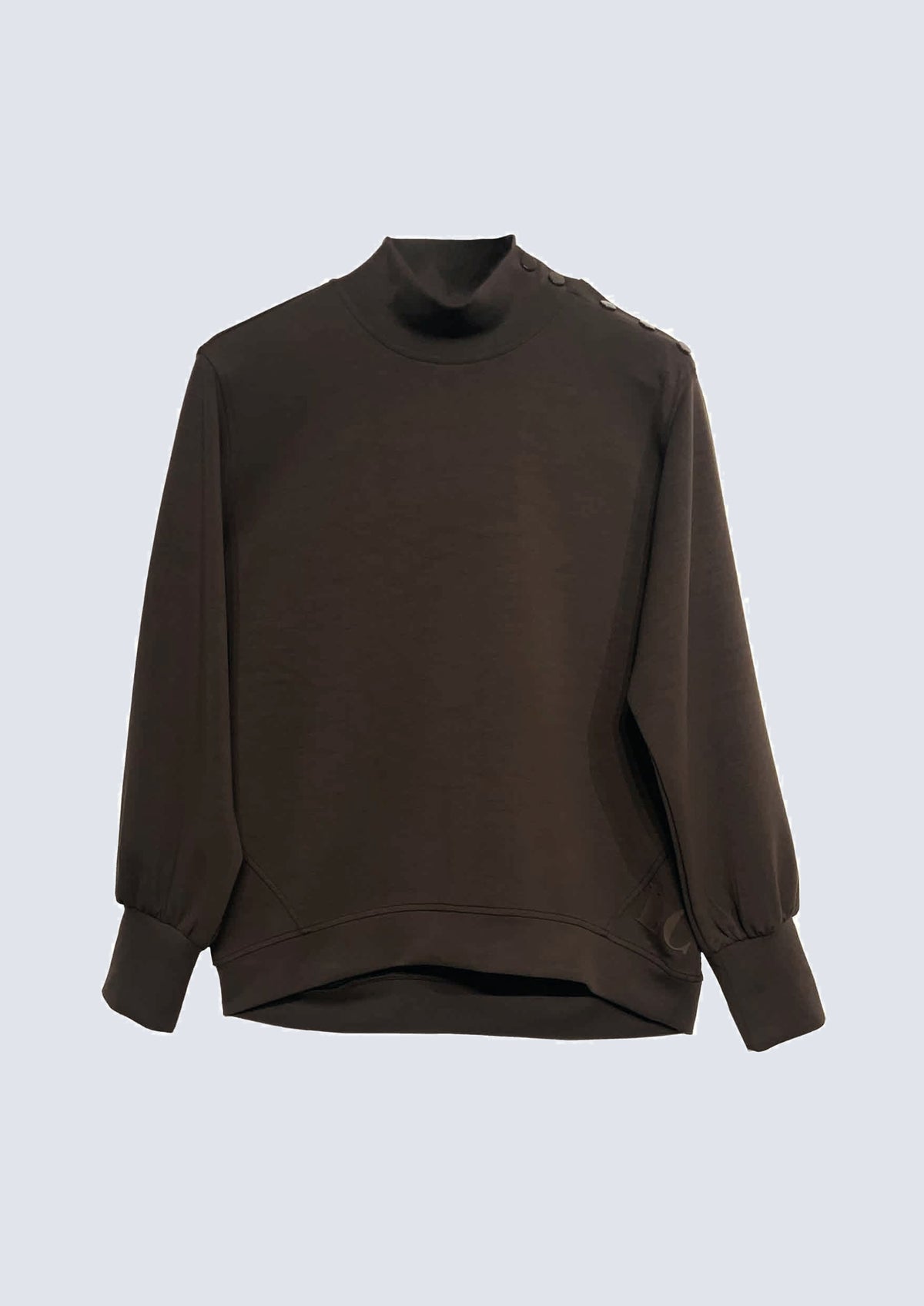 Sweatshirt aus Modal‑Mix mit Stehkragen und Schulterknöpfen – 43700