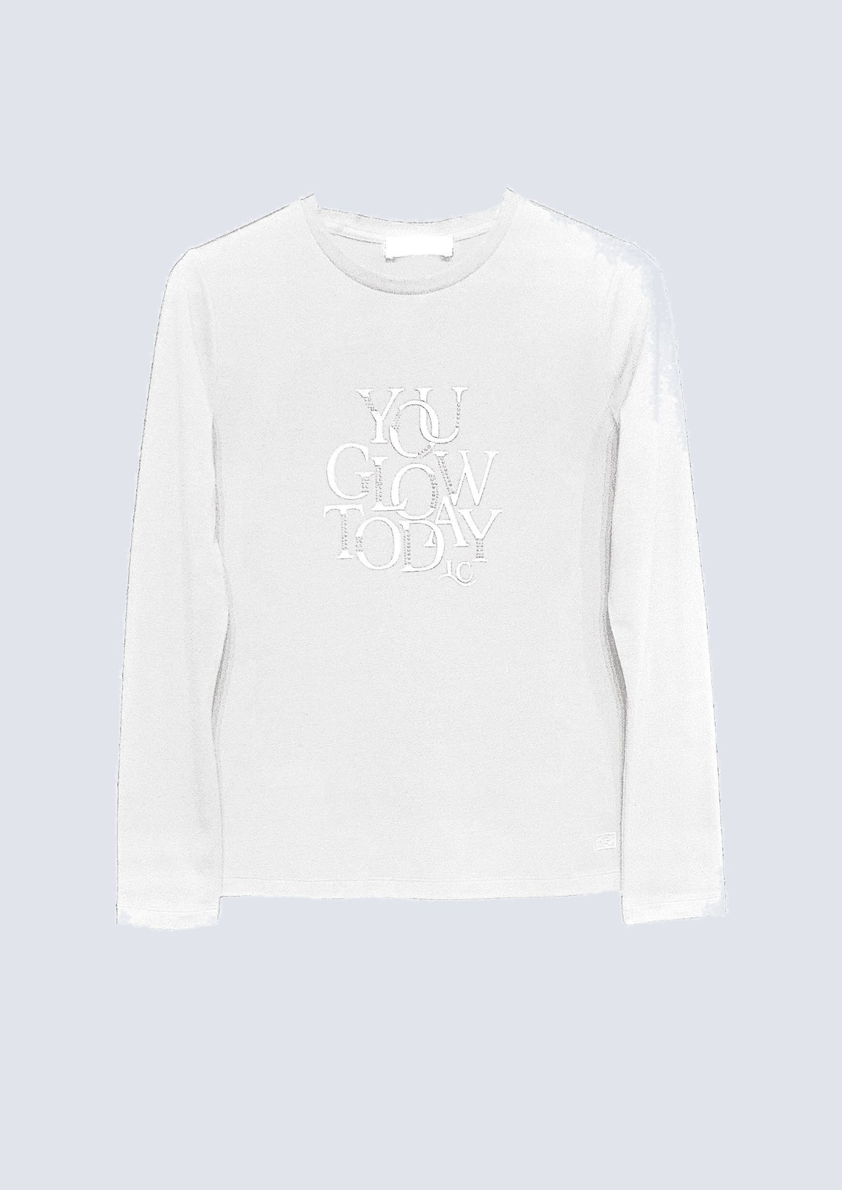 Langarm‑T‑Shirt aus Baumwolle‑Modal‑Mix mit Statement‑Print in off white