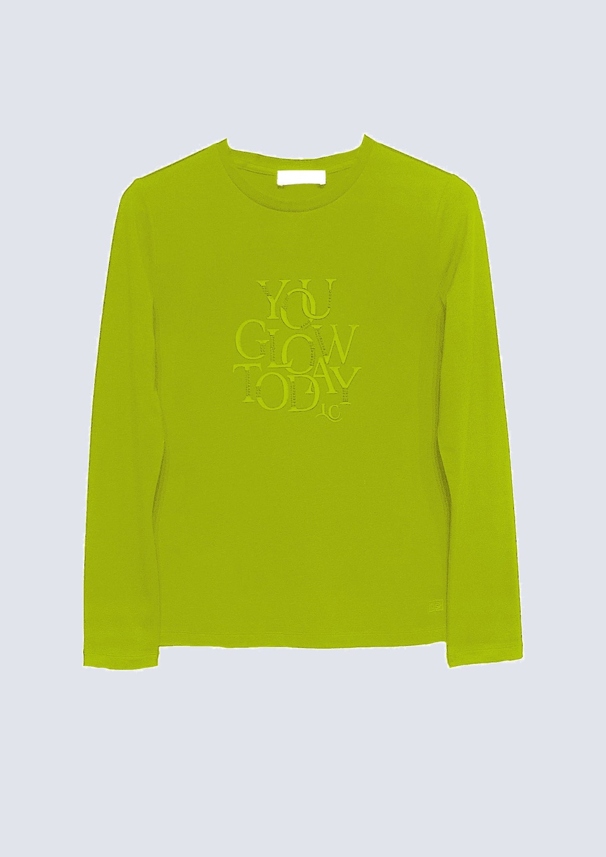 Langarm‑T‑Shirt aus Baumwolle‑Modal‑Mix mit Statement‑Print in green glow