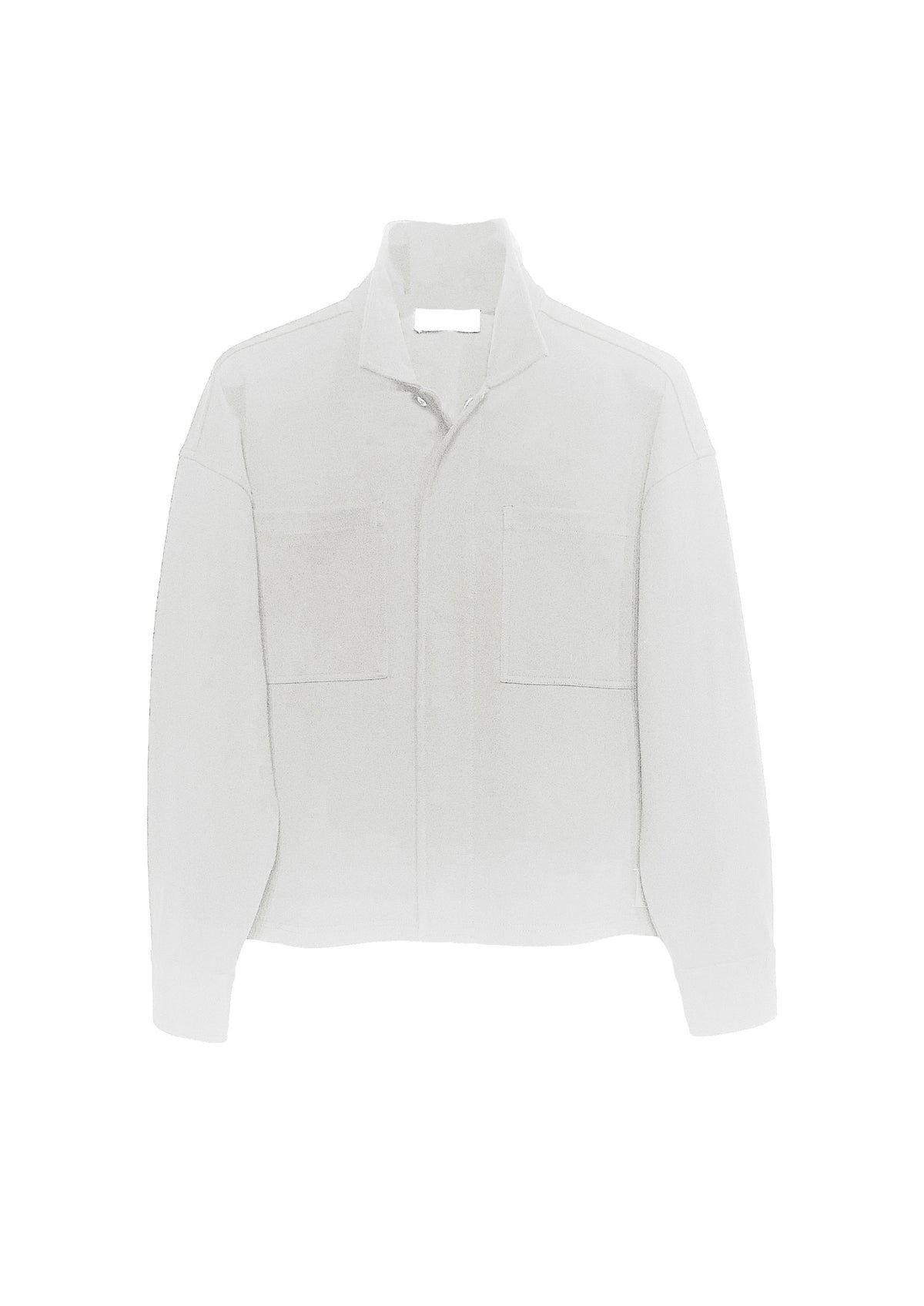 Sweat‑Jacke aus Baumwoll‑Mix mit Hemdkragen und Brusttaschen in off white