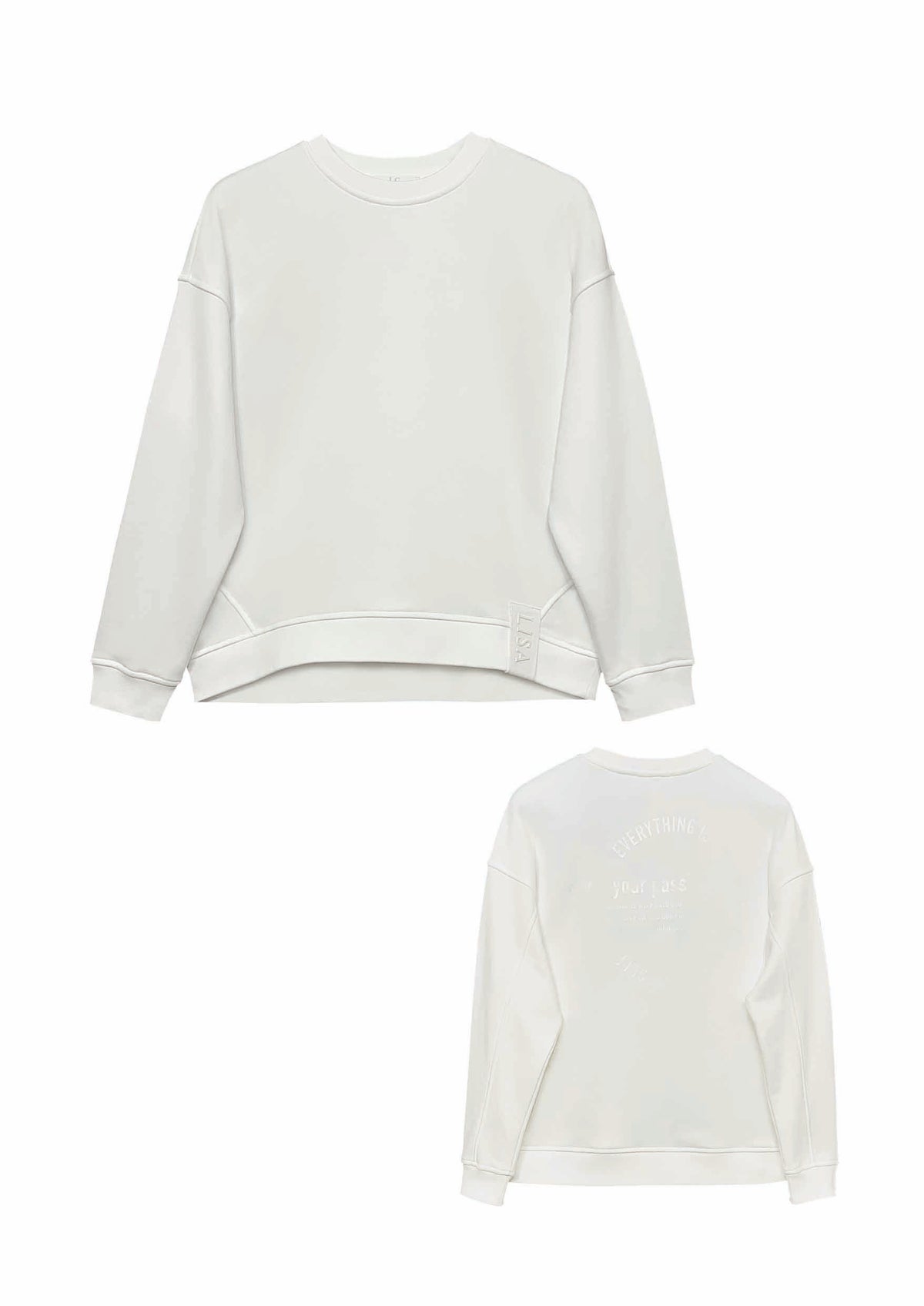 Oversize-Sweatshirt aus Baumwoll-Mix mit Rückenprint in off white