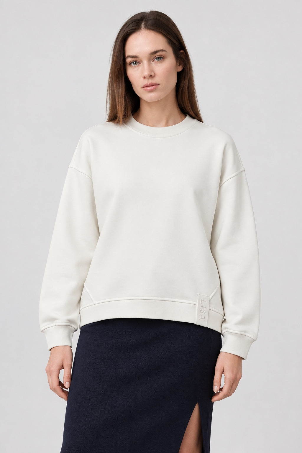 Oversize-Sweatshirt aus Baumwoll-Mix mit Rückenprint in off white