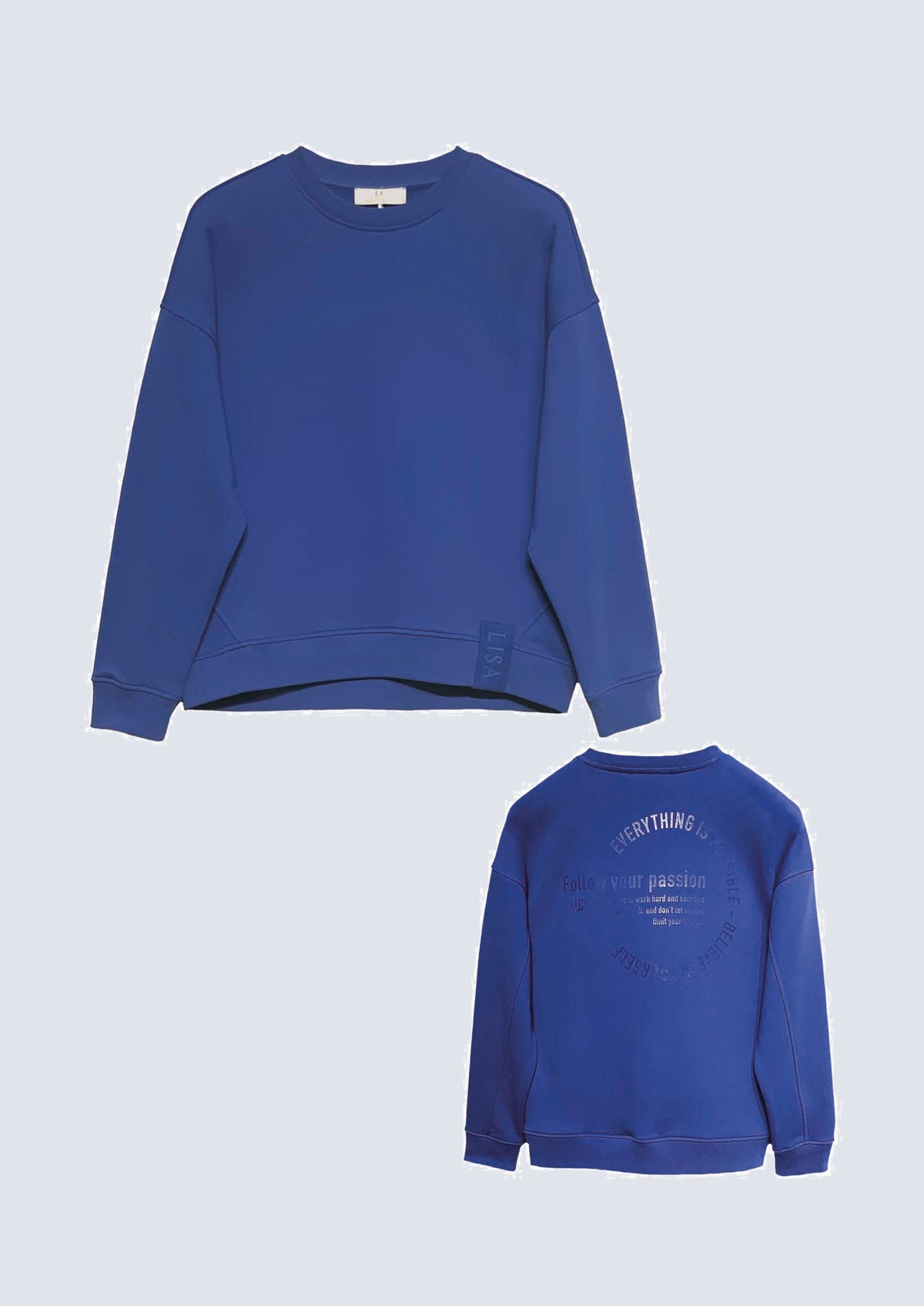 Oversize-Sweatshirt aus Baumwoll-Mix mit Rückenprint in electric blue