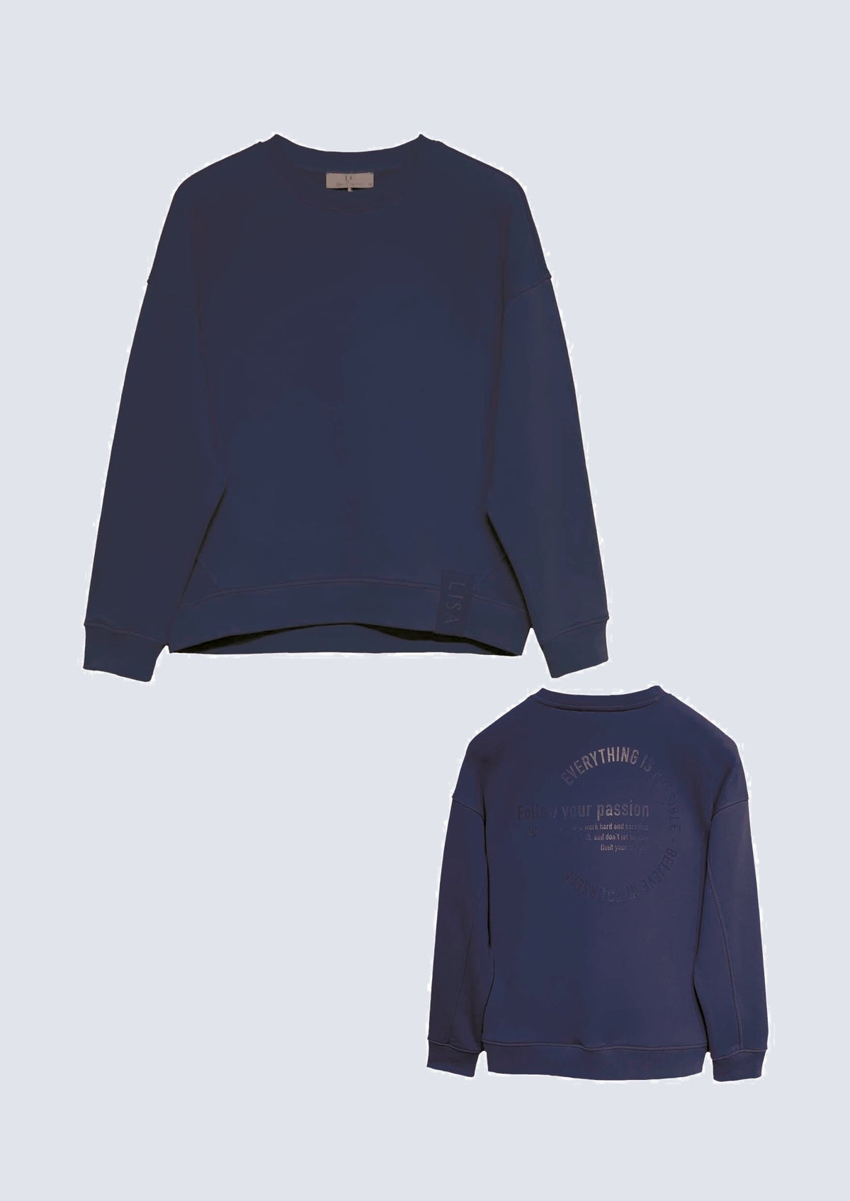 Oversize-Sweatshirt aus Baumwoll-Mix mit Rückenprint in navy