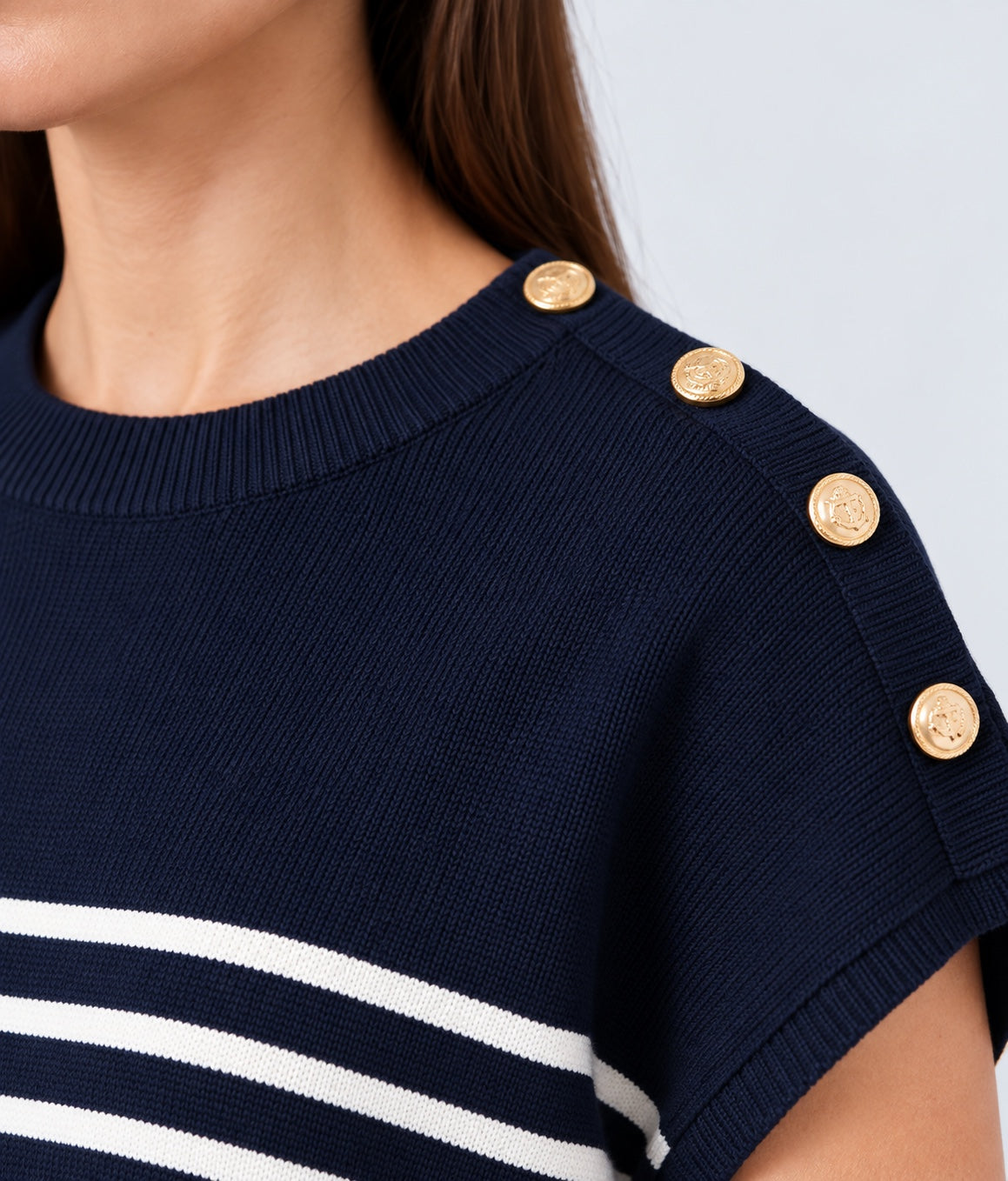 Pullunder aus Viskose‑Polyamid‑Mix mit Streifenmuster und Zierknöpfen in navy stripe 1, Ansicht 3
