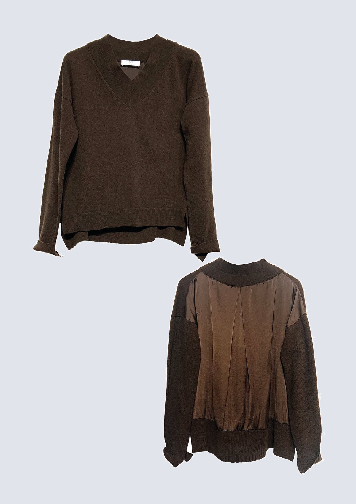 Pullover aus Woll‑Viskose‑Mix mit V‑Ausschnitt und Chiffon‑R – 43711