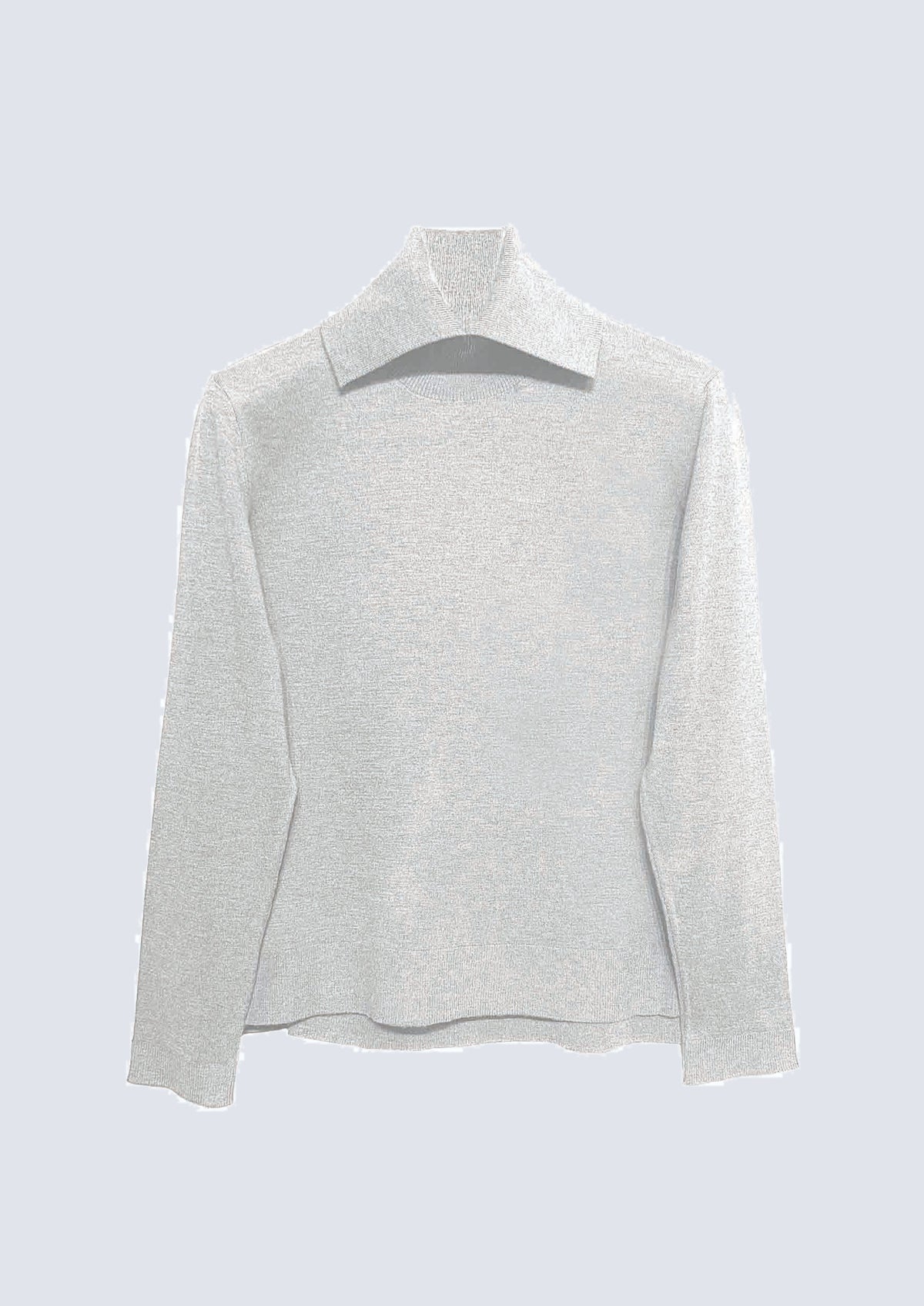 Strickpullover mit Rollkragen und Hemdkragen‑Detail in off white