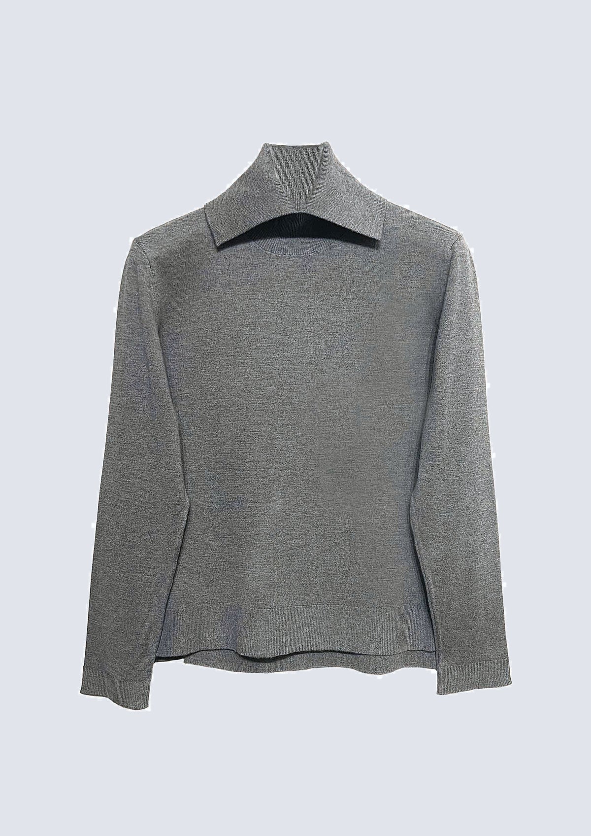 Strickpullover mit Rollkragen und Hemdkragen‑Detail in grey mel