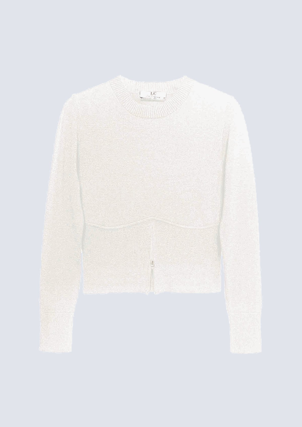 Feinstrick‑Pullover aus Viskose‑Polyamid‑Mix mit Reißverschlussdetail in off white