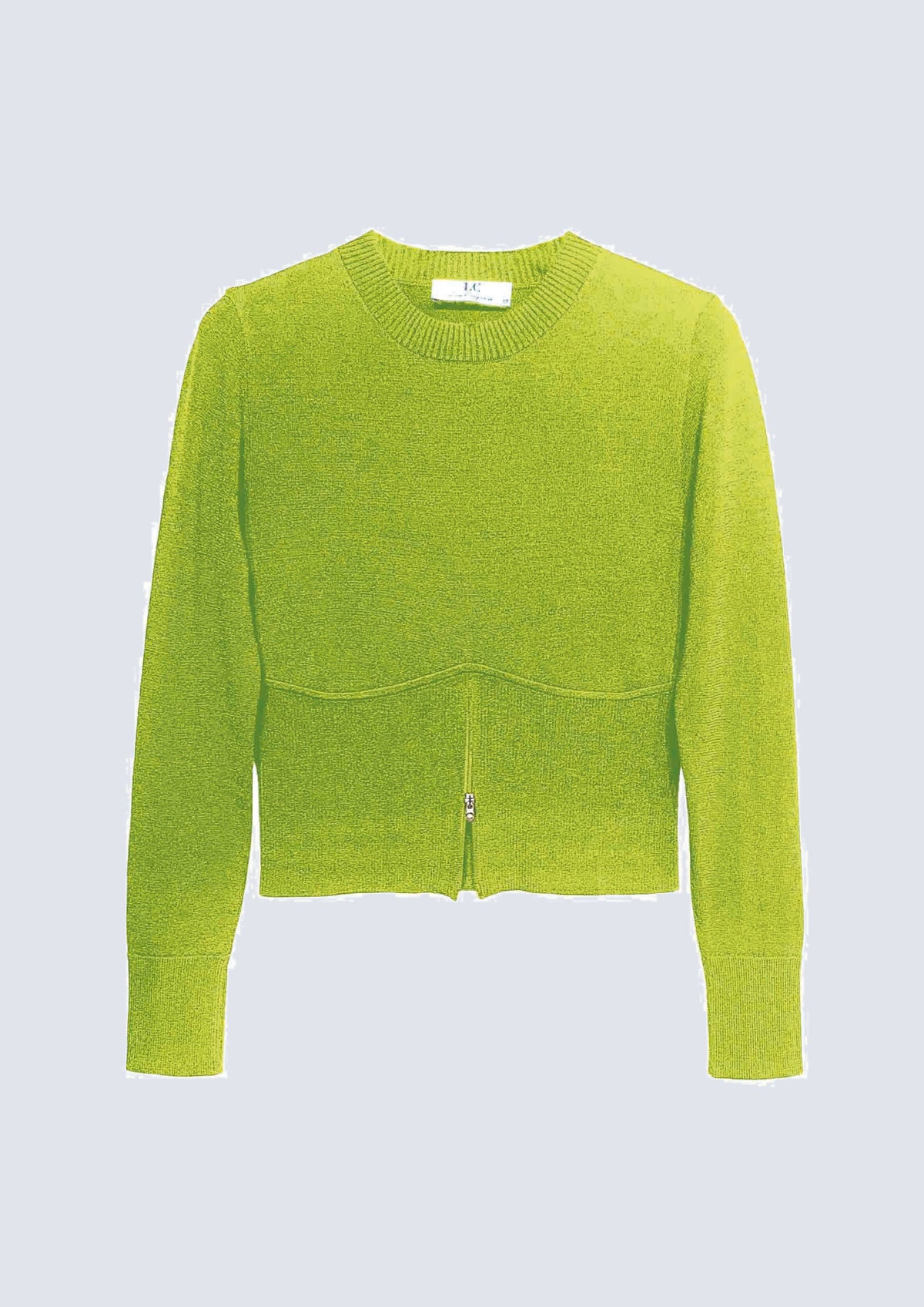 Feinstrick‑Pullover aus Viskose‑Polyamid‑Mix mit Reißverschlussdetail in green glow