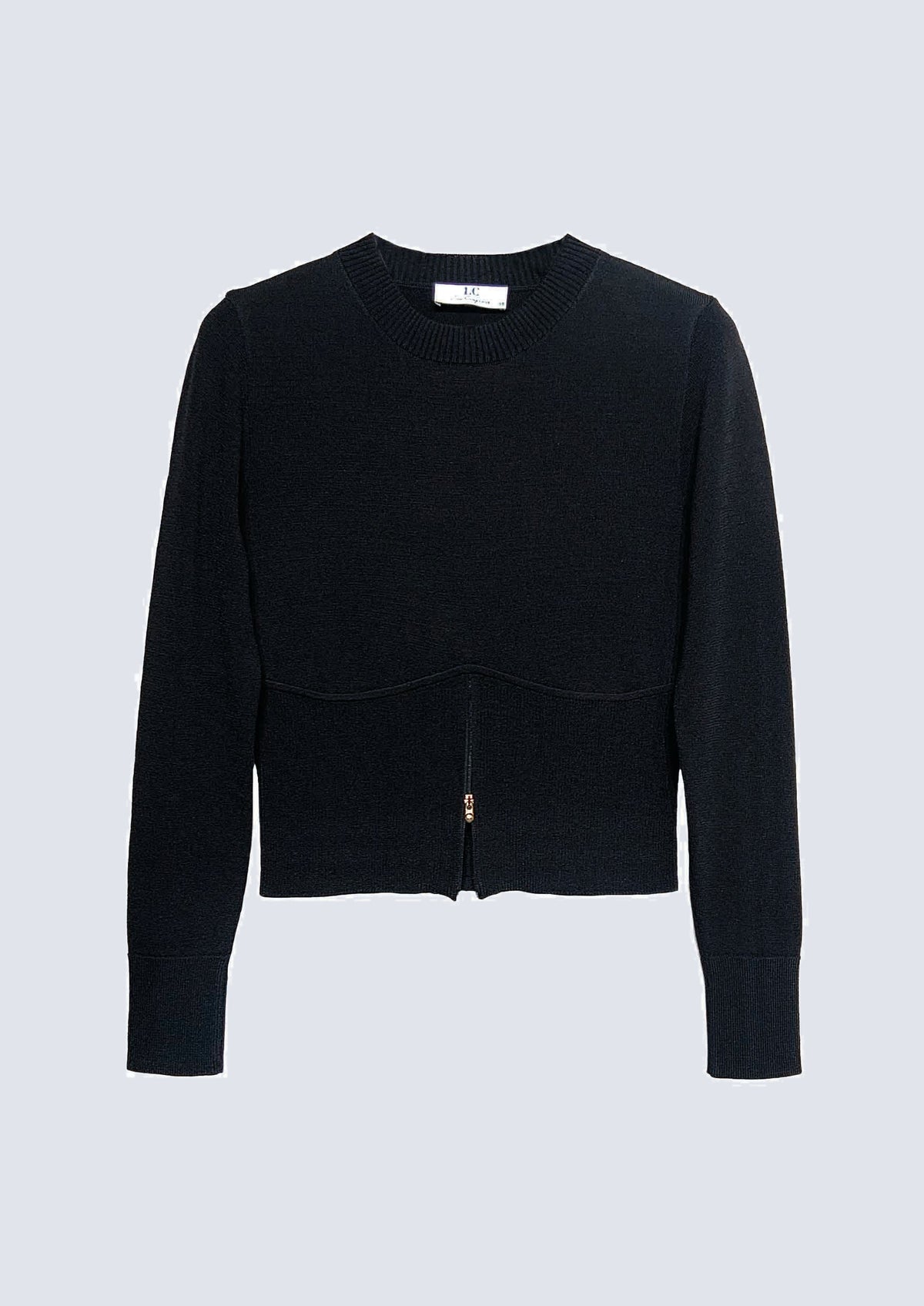 Feinstrick‑Pullover aus Viskose‑Polyamid‑Mix mit Reißverschlussdetail in black