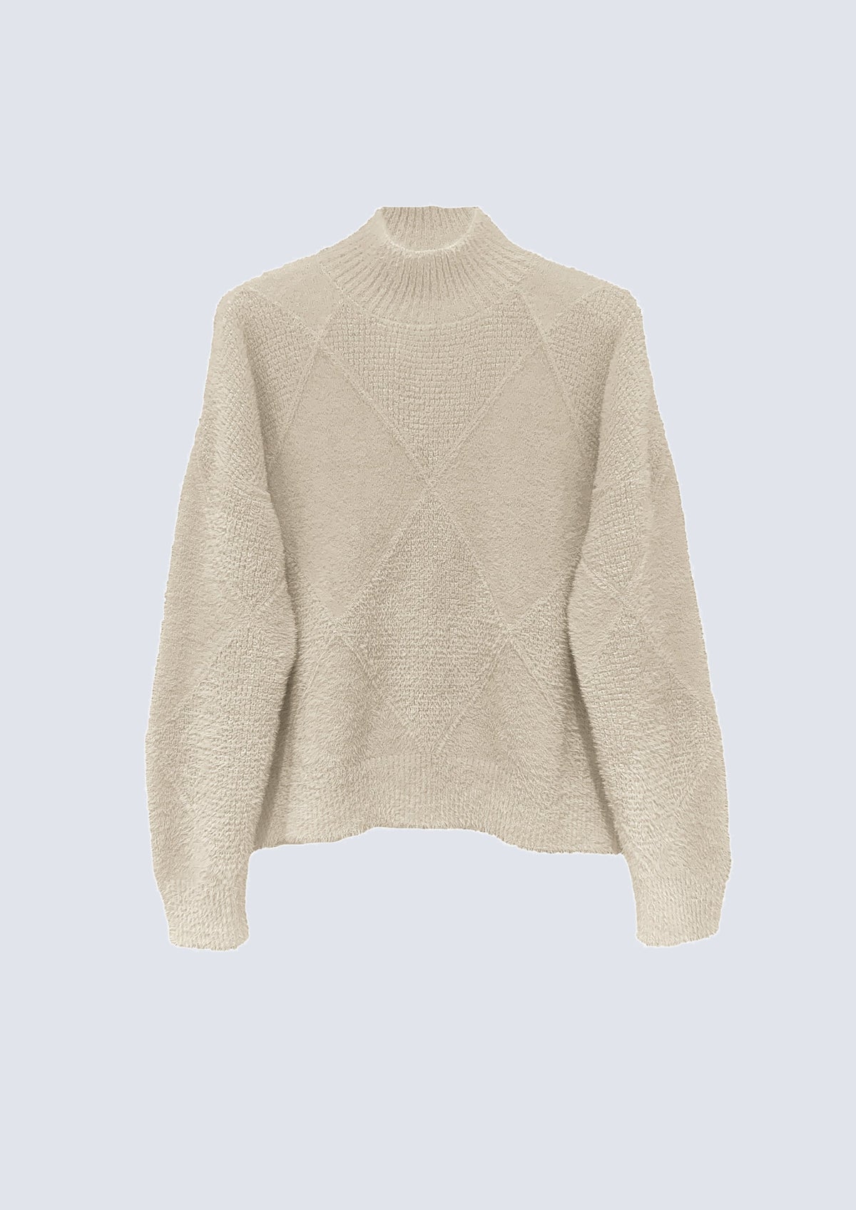 Strickpullover aus Polyamid mit Stehkragen und Strukturmuster in off white