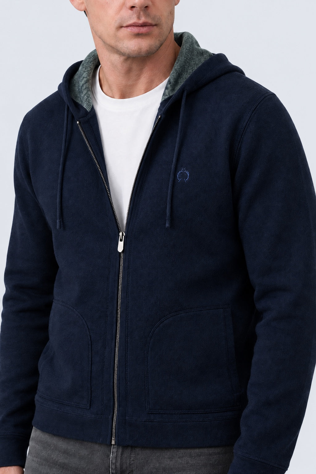 Strickjacke mit Kapuze aus Baumwoll‑Acryl‑Mix in navy combi 1, Ansicht 3