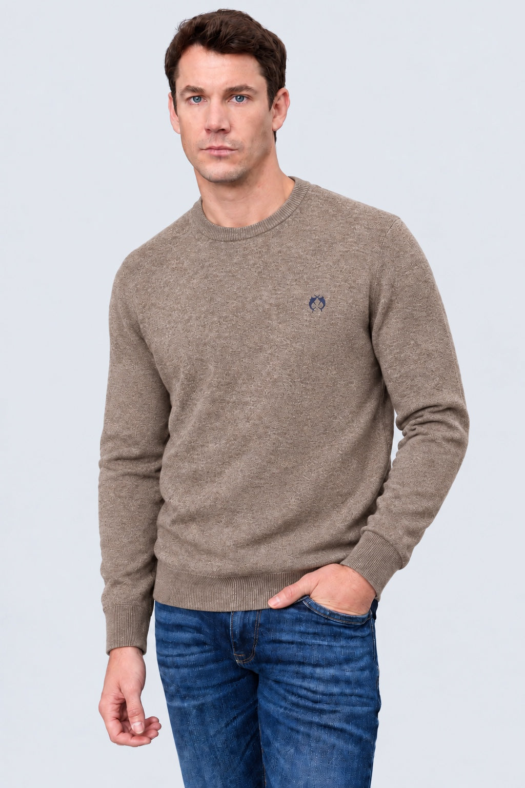 Kaschmir‑Pullover mit Rundhalsausschnitt in brown mel