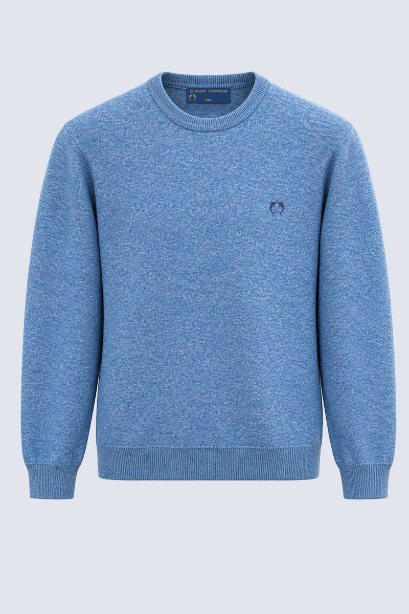 Kaschmir‑Pullover mit Rundhalsausschnitt in blue mel 1