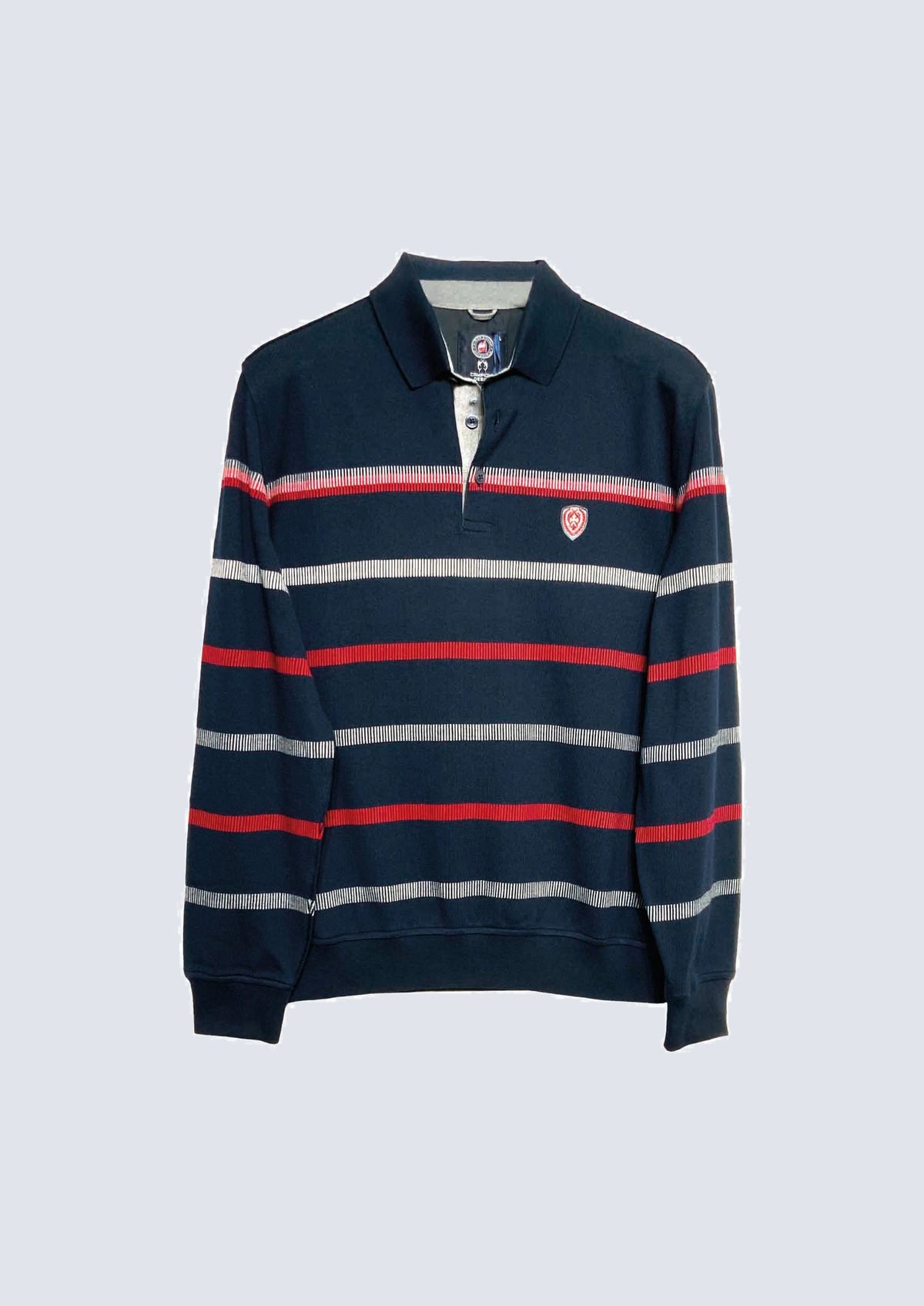 Sweat‑Polo mit maritimen Streifen aus Polyester‑Elasthan‑Mix – 85411