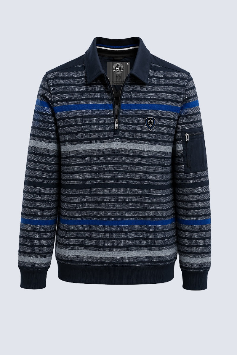 Sweatshirt mit Stehkragen und Streifendesign in black combi 1, Ansicht 2