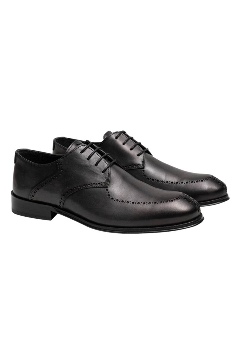3755603_91900 Lir delikli, welt dikişli ve deri dış tabanlı şık Derby brogue ayakkabı.