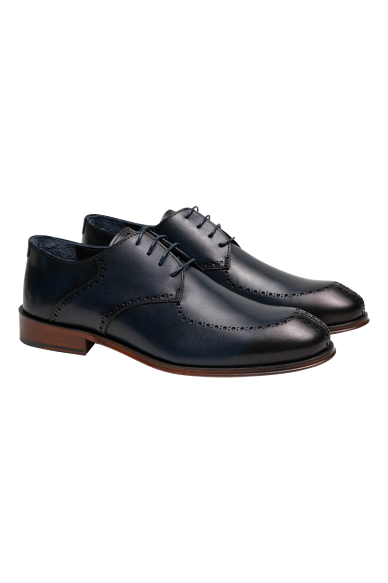 3755603_85400 Lir delikli, welt dikişli ve deri dış tabanlı şık Derby brogue ayakkabı.