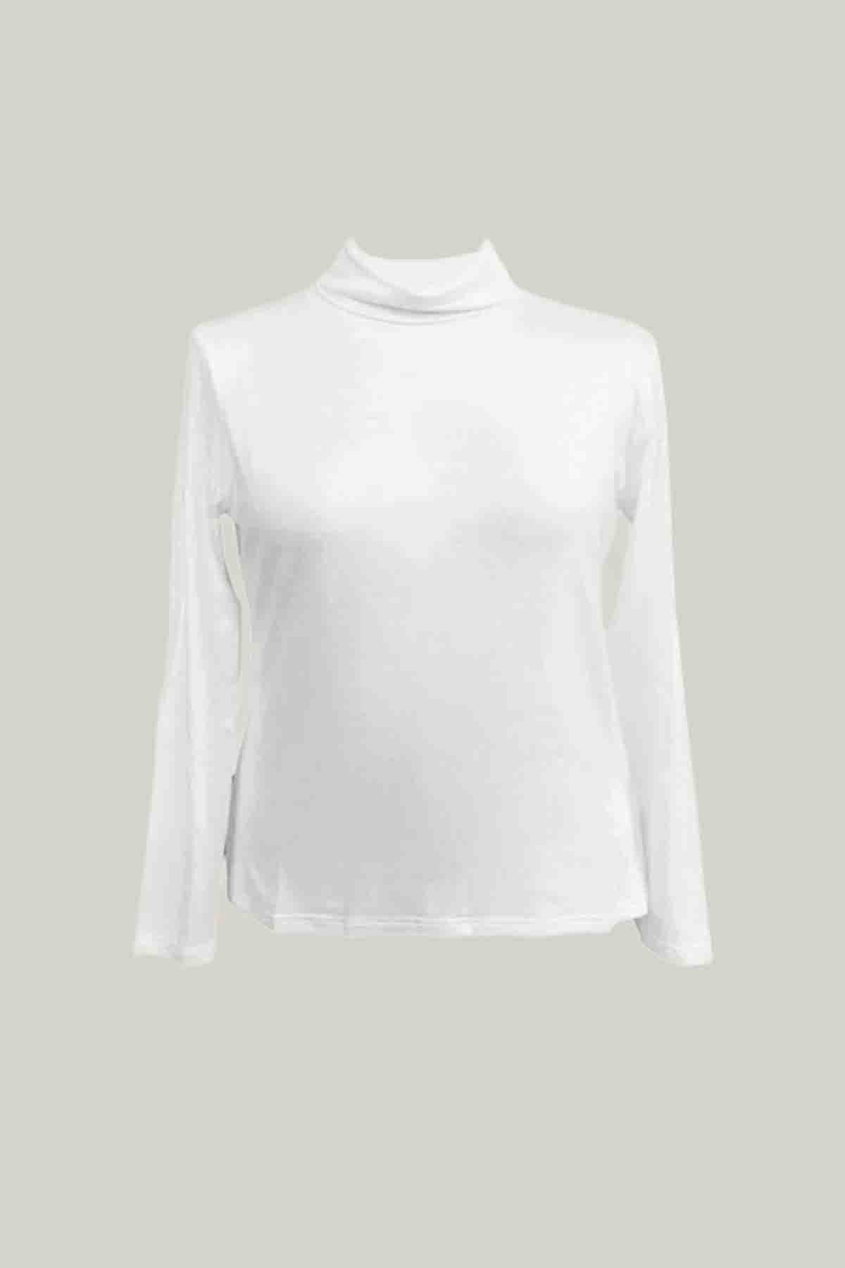 Women's long-sleeved turtleneck shirt – Cotton color Basic Fit