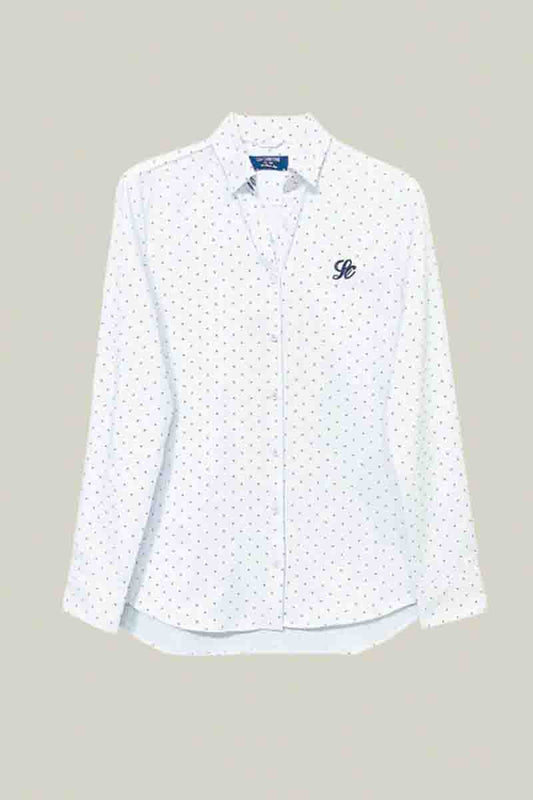 Damen Hemd mit Punktmuster – White