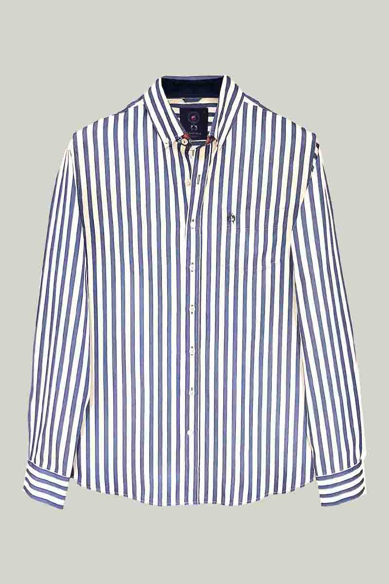 Herren Freizeithemd Modern Fit – Navy White Gestreift