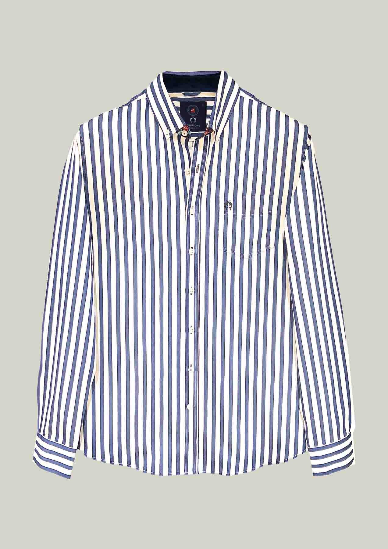 Herren Freizeithemd Modern Fit – Navy White Gestreift