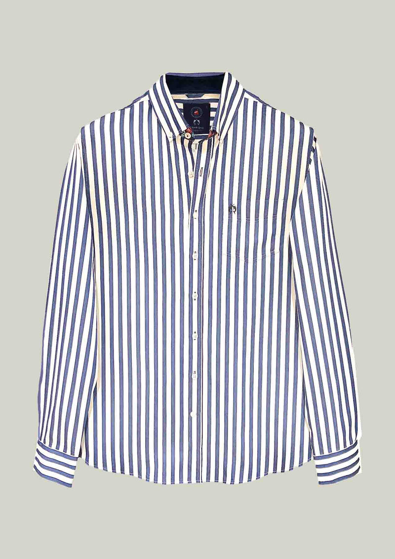 Herren Freizeithemd Modern Fit – Navy White Gestreift